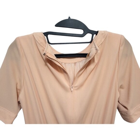 Vintage Mirage Peach Pleated Fit & Flare Midi Dress - Picture 9 of 14